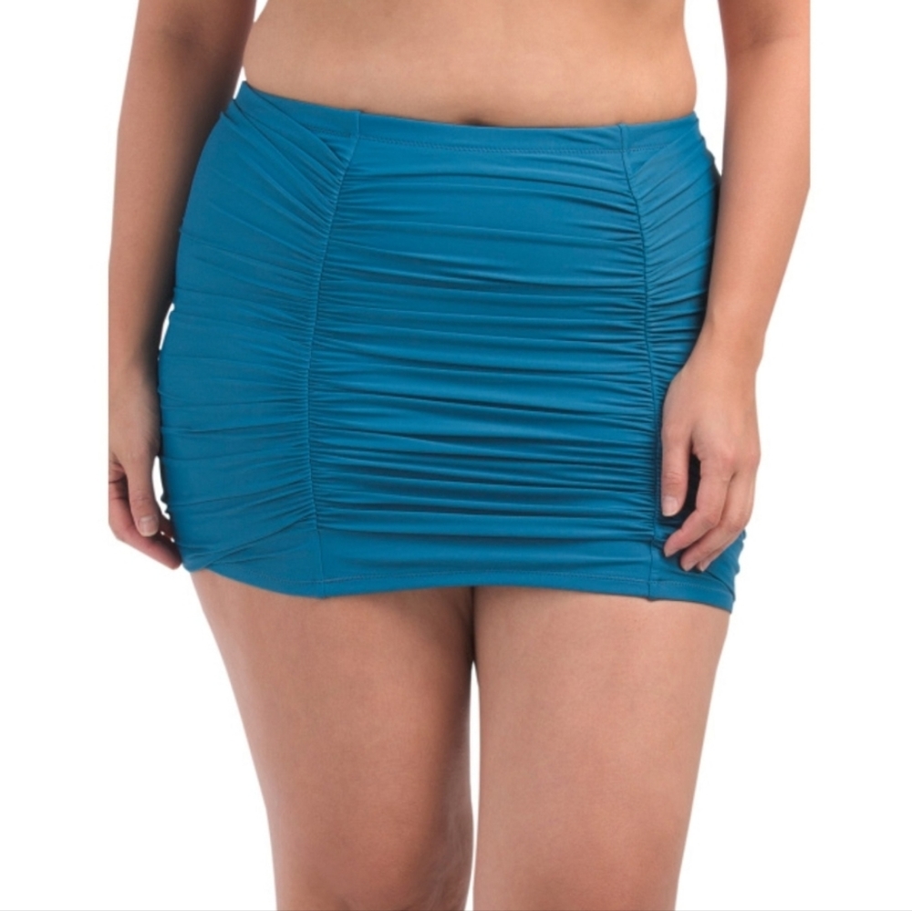 Raisins BLUE Swimsuit Bottom Ruched Plus Size Vacation Pool Beach